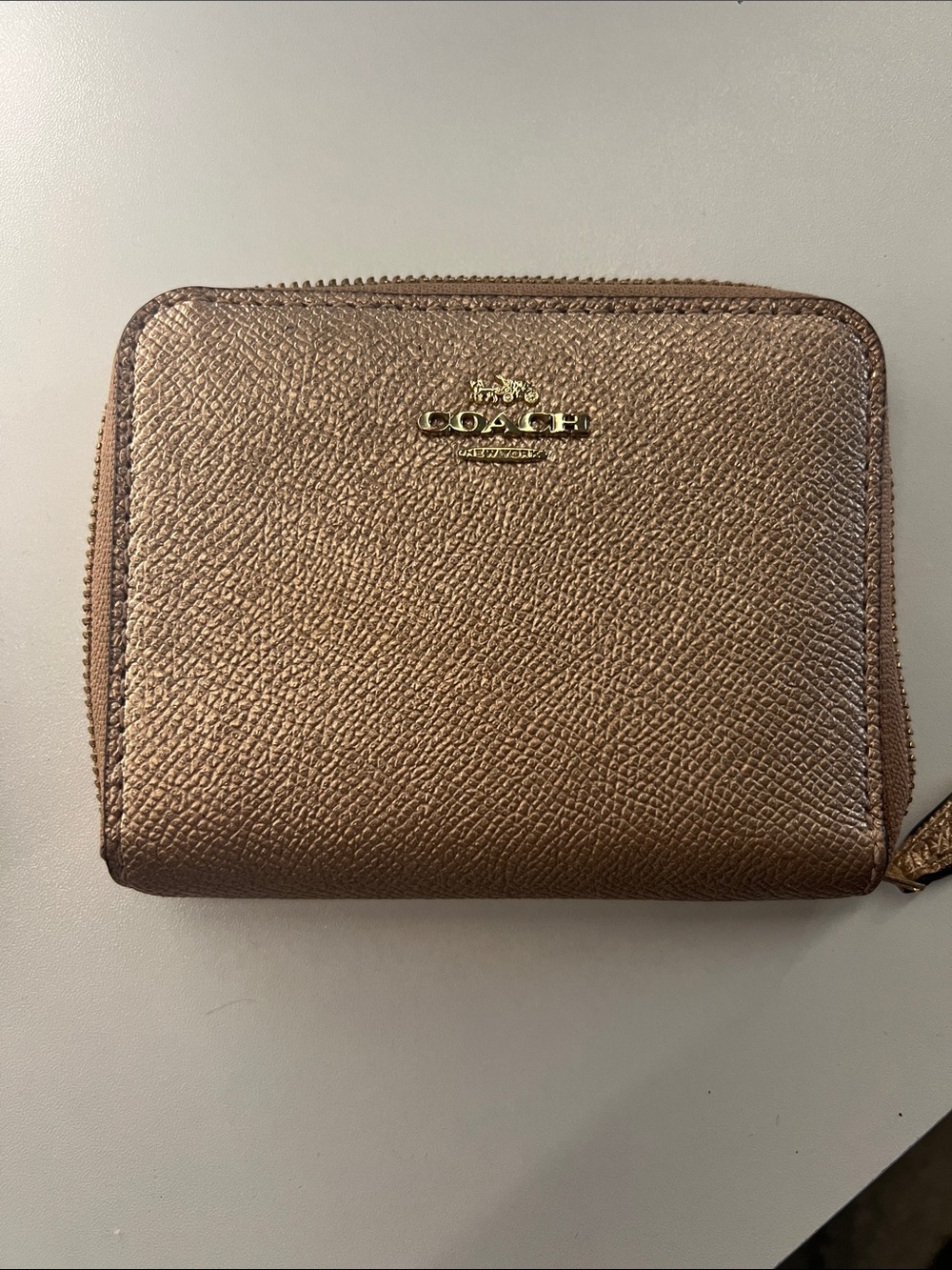 Coach Gold Pebbled Zip Wallet
